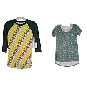 LuLaRoe Randy & Classic T Shirt Multicolored Lot of 2 Womens XXS Shirt